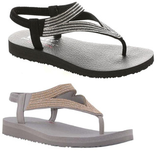 Skechers Mediation Vibrant Glow Womens Slip On Flip Flop Sandals