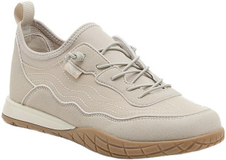 Rocket Dog Ruby Womens Casual Slip On Elastic Trainers, light beige sneaker with elastic laces and gum sole.