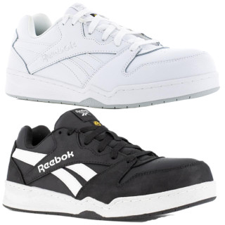 Reebok BB4500 Mens S3 SRC Safety Composite Toe/Midsole Classic Trainers, White and Black color variations.