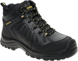 Stanley Brampton Mens Steel Toe/Midsole Safety Work Boots, black rugged footwear designed for safety and durability in work environments.