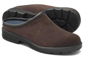 Blundstone 2521 Mens Classic Original Leather Slip-On Clog Sandal, brown leather slip-on clog sandal with black sole and cushioned interior for comfort.