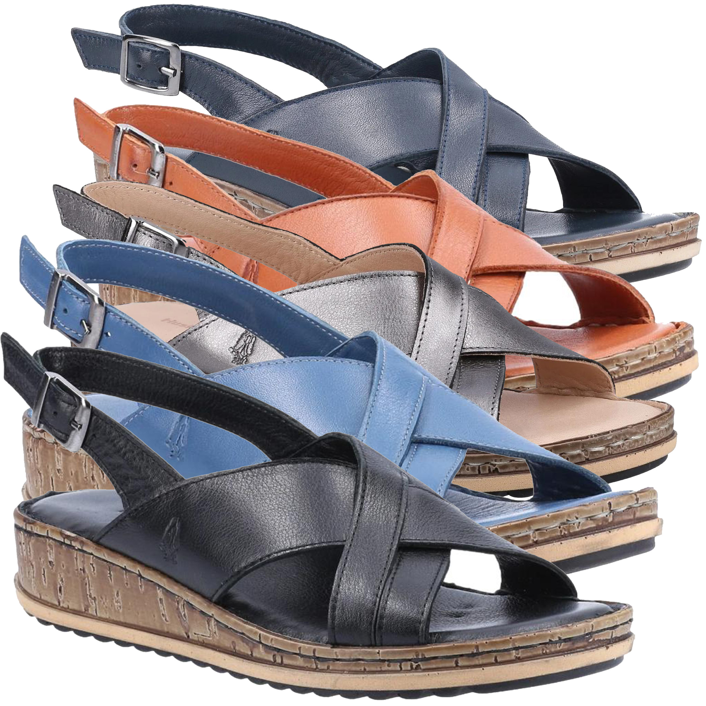 Hush Puppies Elena Womens Crossover Casual Strap Buckle Sandals