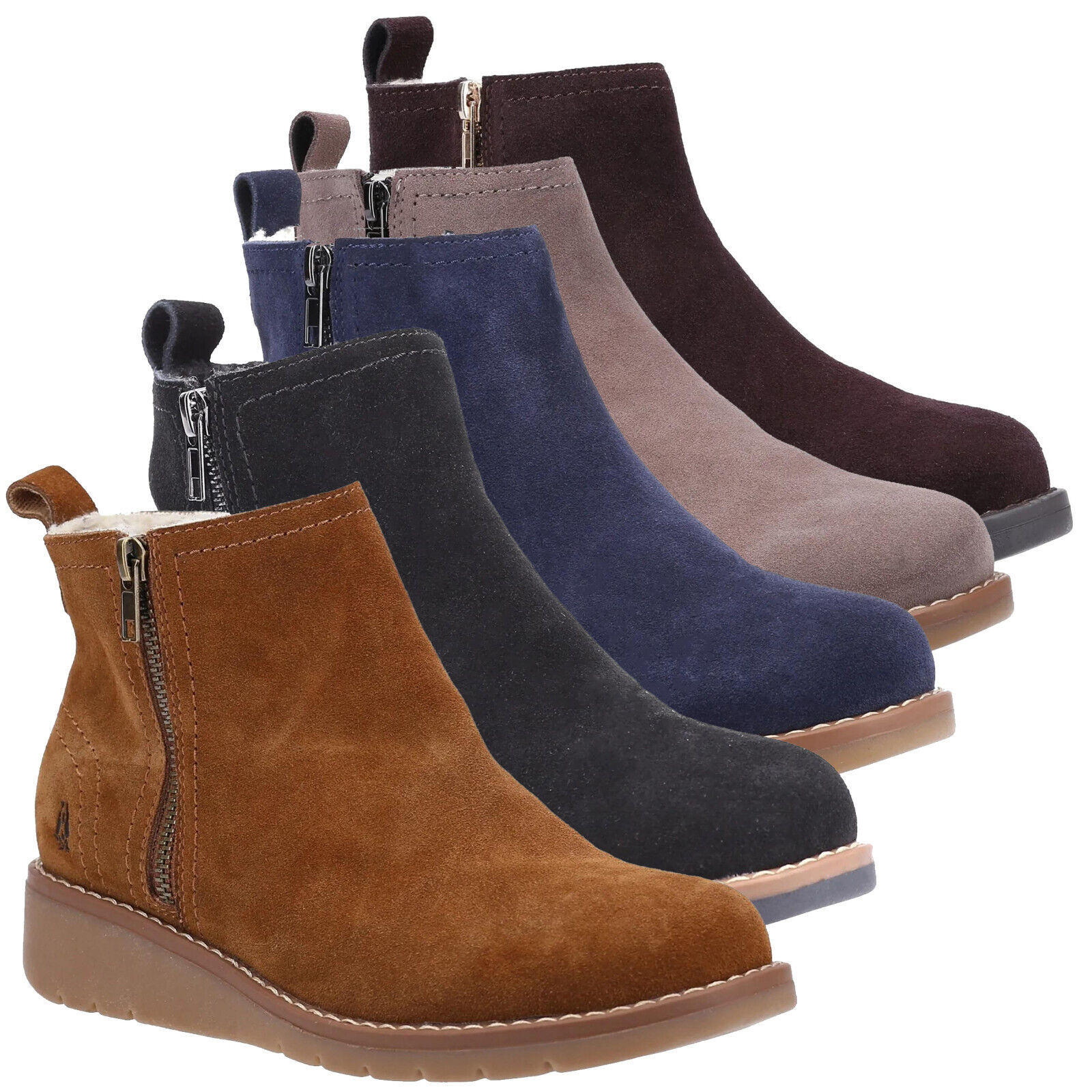 Hush Puppies Libby Womens Wedge Heel Casual Zip-Up Ankle Boots