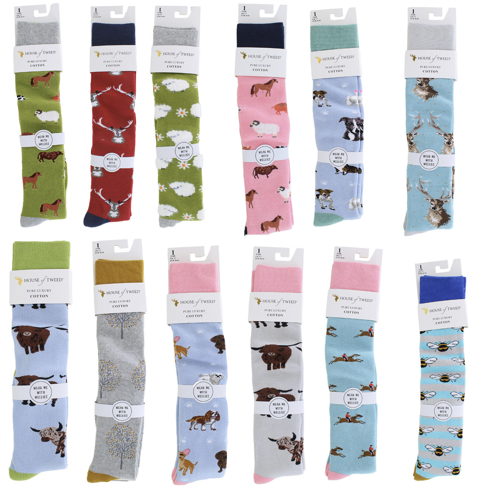 House Of Tweed Womens Animal Luxury Premium Wellie Welly Calf