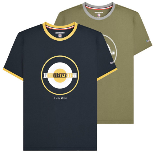 Lambretta Mens Target Ringer Casual Retro SKA Ringer Logo T-Shirt