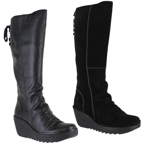 Fly London Yust Womens High Leg Wedged Heeled Mid Calf Boots