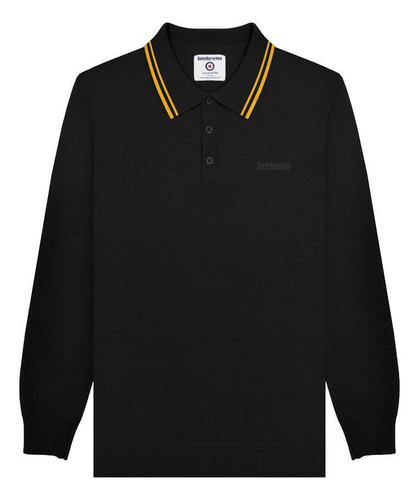 Lambretta Mens Smart Casual Knitted MOD Long Sleeve Twin Tipped Polo