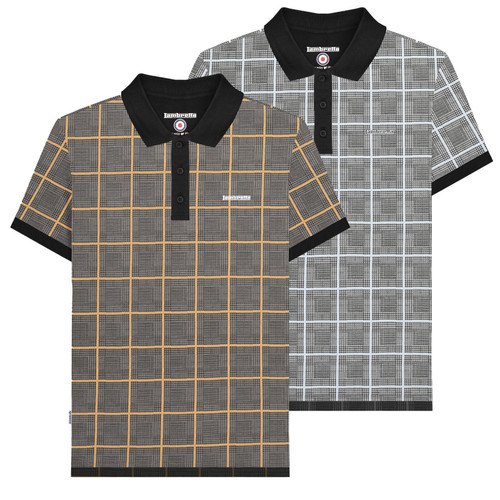 Lambretta Mens Prince of Wales Check Mod Ska Casual Polo