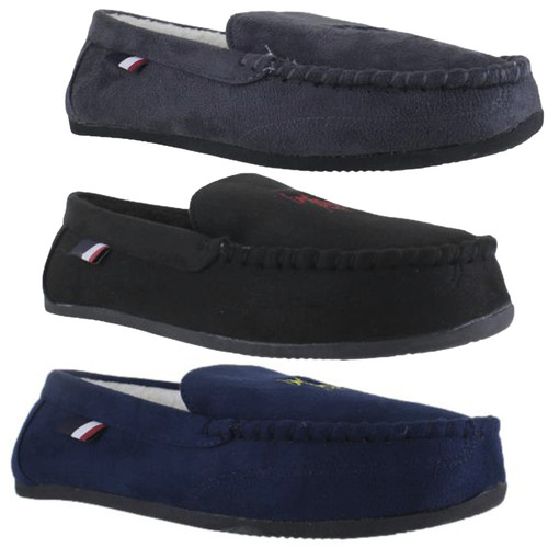 US Polo Assn Mens Slip On Loafer Backed Moccasin Style Slippers