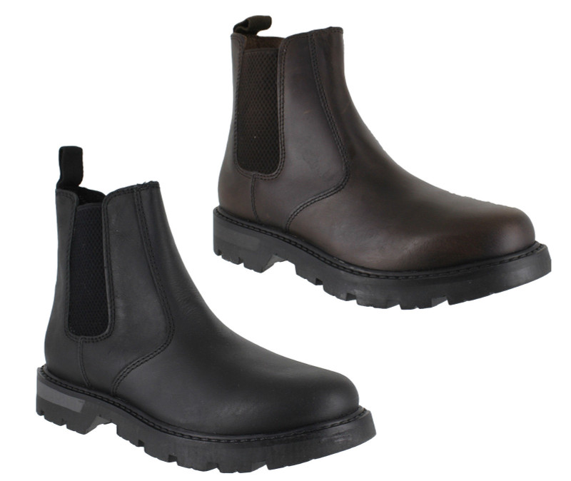 OakTrak Rocksley Boys Kids Leather Dealer Pull On Chelsea Boots
