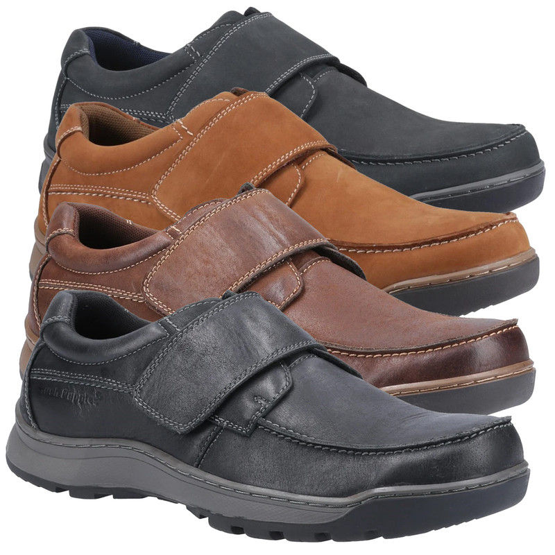 Hush Puppies Casper Mens Touch Fasten Slip On Smart Leather Shoes