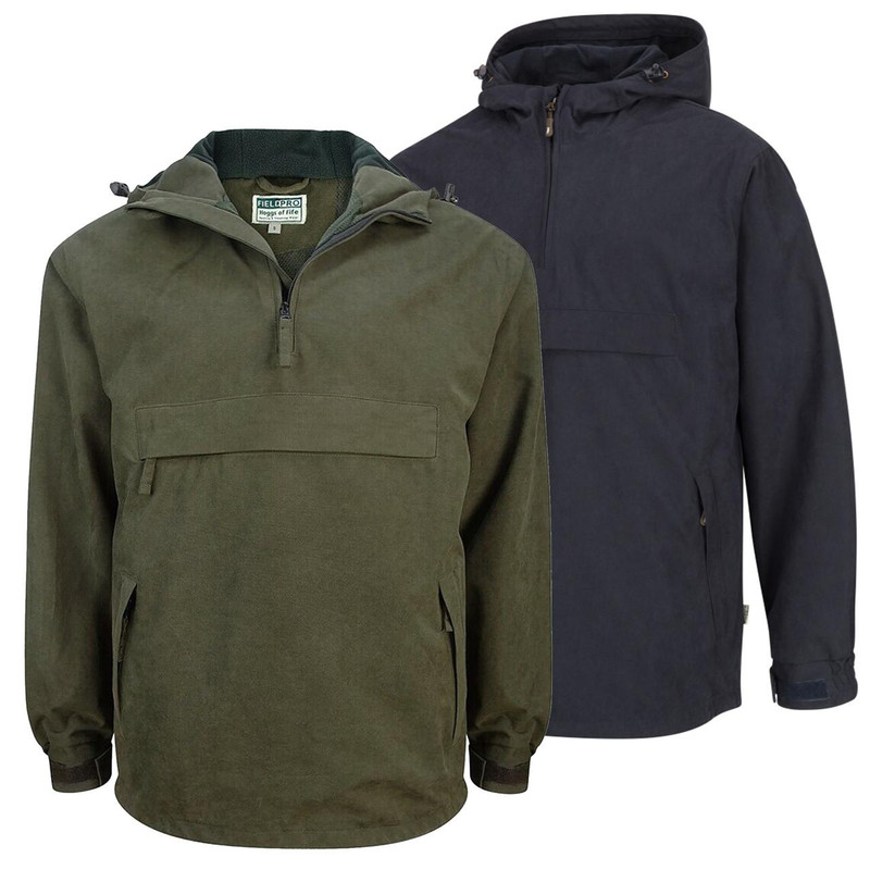 Hoggs of Fife Hoggs Of Fife Struther Mens Waterproof Country Shooting Field Jacket Coat, showing two jackets in green and navy colors designed for outdoor shooting and country activities.