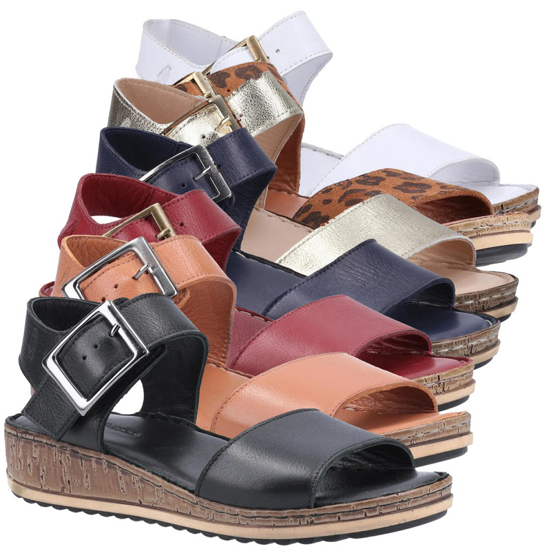 Hush Puppies Ellie Womens Slingback Wedge Heeled Buckle Sandals