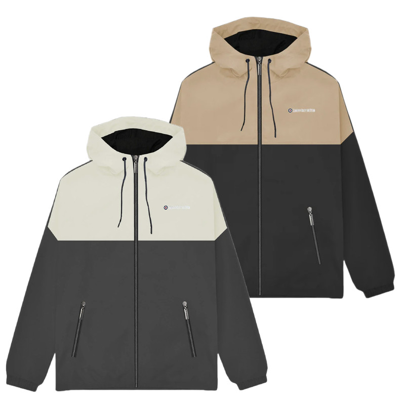 Lambretta Mens Contrast Panel Retro Zip Up Hooded Coat Jacket
