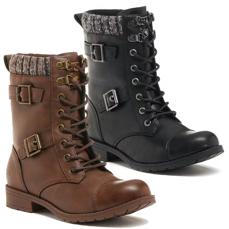 Rocket Dog Billie Womens Ankle Buckle Lace Up Military Boots