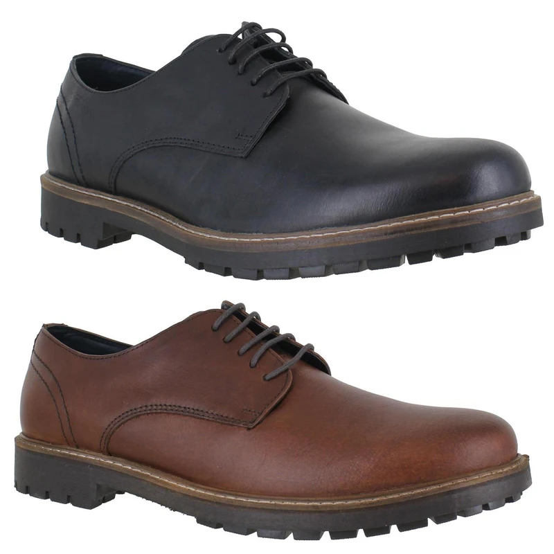 Thomas Crick Risley Mens Casual Derby Smart Leather Lace Up Shoes, stylish black and brown leather lace-up dress shoes for men with durable soles.