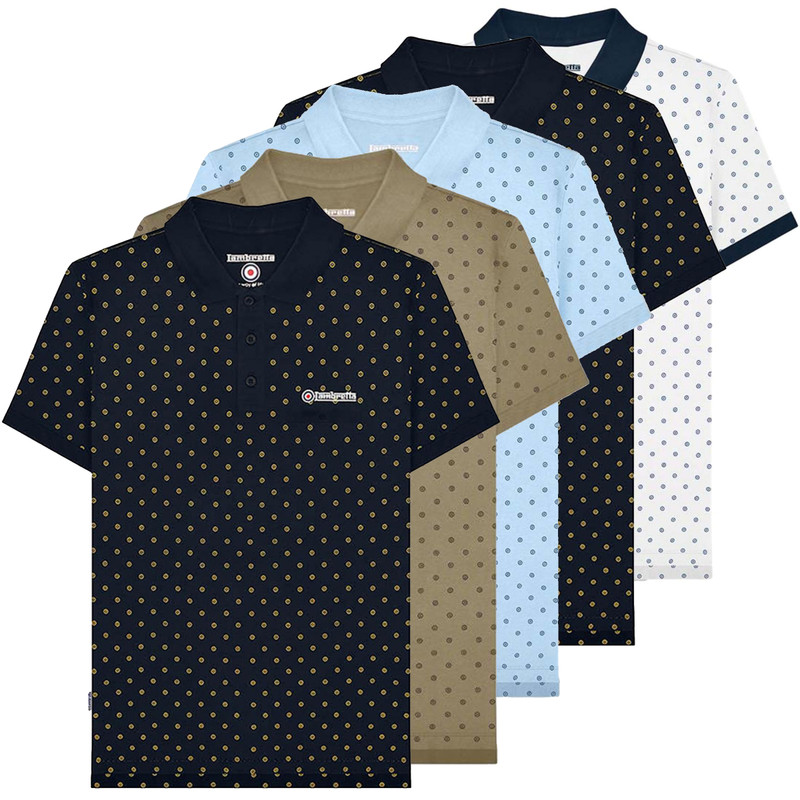 Lambretta Mens Smart Casual Retro All Over Print SKA Polo Shirt
