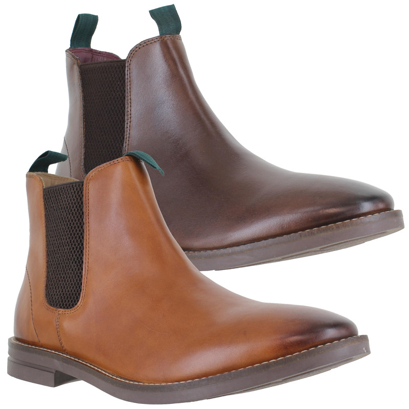 Catesby Mens Smart Casual Dress Leather Dealer Chelsea Pull On Boots