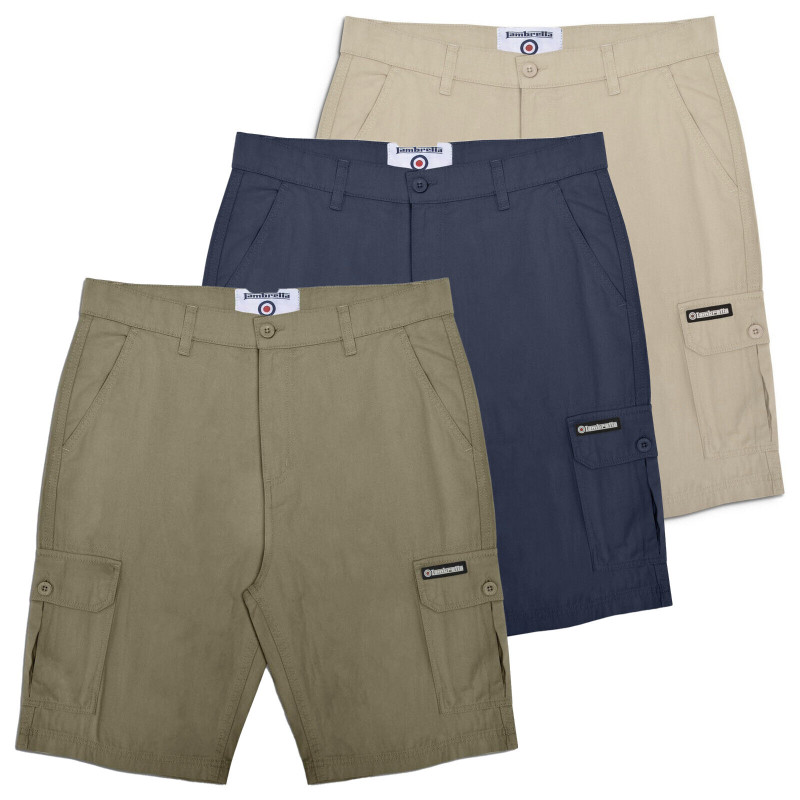 Lambretta Mens Cargo Casual Summer Shorts