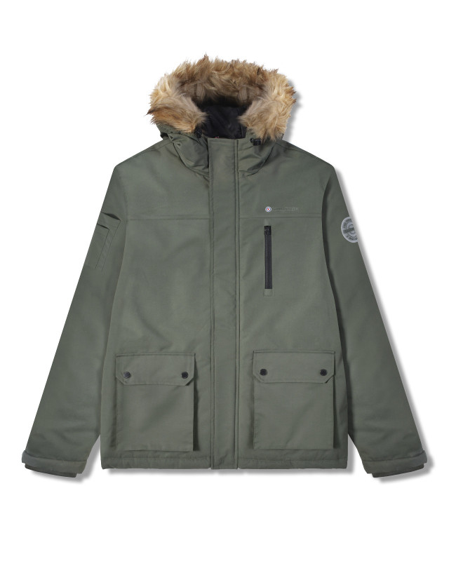 Lambretta Mens Utility Hooded Quilted Classic Badged Parka