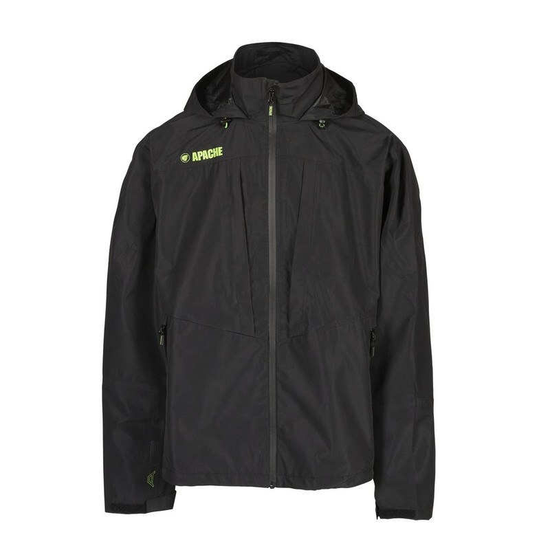 Apache Ottowa Mens Jacket Lightweight Work Jacket Coat, black with neon green accents and zipper pockets.