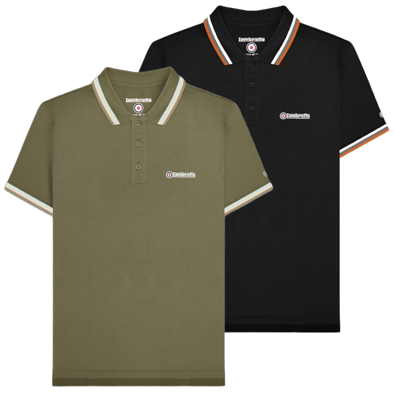 Lambretta Mens Casual Classic Triple Tipped MOD SKA Polo Shirt