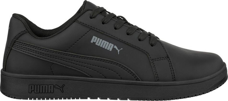 Puma PUMA Blast O2 SR Mens/Womens Occupational Nurse Hospitality Trainers, black slip-on shoes with Puma logo on side and sole.
