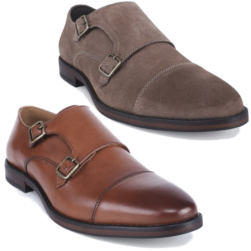 Thomas Crick Aubry Mens Monk Buckle Smart Casual Suede Shoes