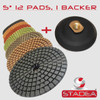 5" PREMIUM DIAMOND POLISHING PAD 12 PC +1 Rubber Backer