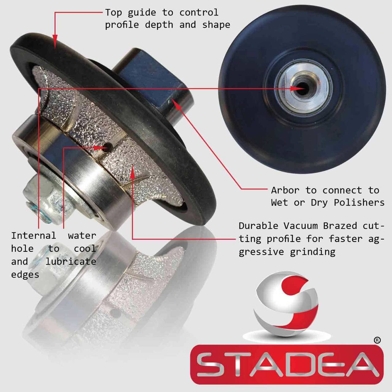 Diamond Profile Wheel 3/8 Inch Radius Demi Half Bullnose B10 Router Bit For  Marble Stone Granite Edges By STADEA