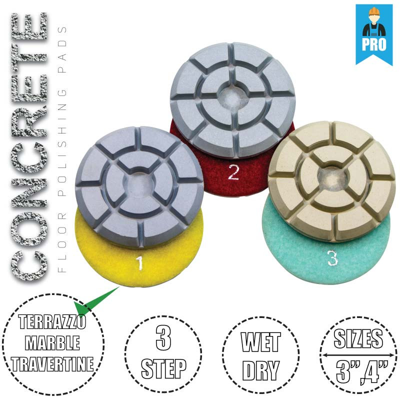 Stadea Diamond Floor Polishing Pad Step Wet Dry Pads Concrete Floor  Polishing 3