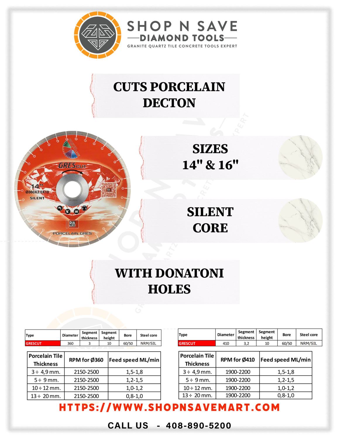 Diatex Grescut Diamond Bridge Saw Blade | Decton Porcelain Cutting
