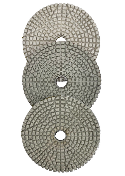 Stadea 4" Diamond Pads - Wet - Extra Flex - Series Ultra Q Hawk - 3 Step Set - Quartz Granite