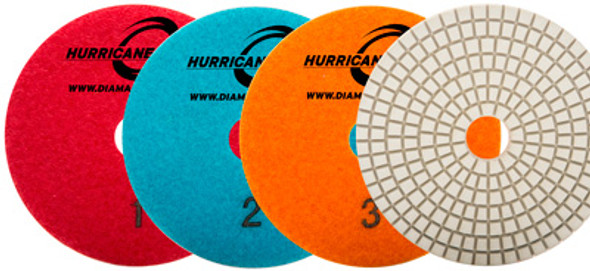 Cyclone Hurricane ES White Quartz Polishing Pads 3 Step Wet Polishing System - 5"