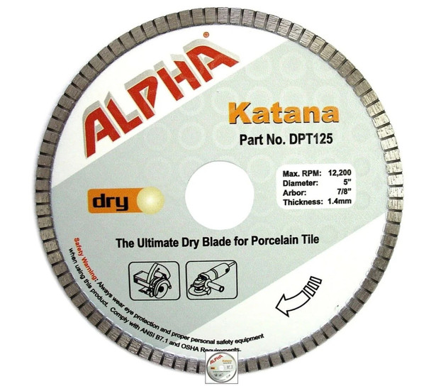 Alpha Katana Porcelain Tile Blade—5"