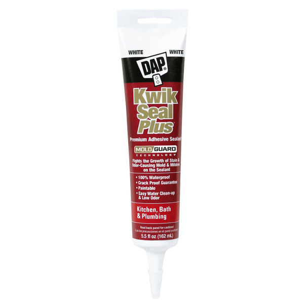 DAP Kwik Seal Plus Adhesive Sealant for Kitchen and Bath- Pack of 1, Pack of 12