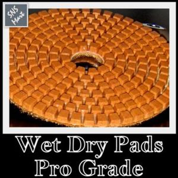 6" Pro WET/DRY Diamond Polishing Pad Set +Rubber Backer