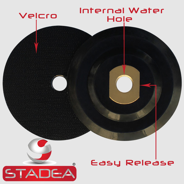 Stadea Rigid Rubber Velcro Hook and Loop Backing Pad - 3", 4", 5" - Arbor 5/8" 11 - Series Standard R