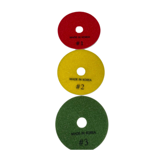 Stadea 4" Diamond Pads - Wet - Extreme Flex - Series Ultra Q Falcon - Step 1, 2, 3 - Quartz Granite