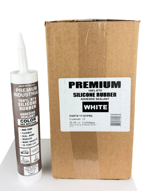 100% RTV Silicone Cartridge - 300 ML - Clear, White, Trans White - Made In USA