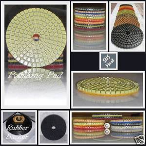 3" DIAMOND POLISHING PAD Rubber Velcro Backer 18PCS SET