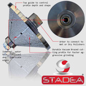 Diamond Profile Grinding Wheels Bits - Bevel E40 1 1/2" Marble Stone Granite Profile Edges By STADEA Arbor M14