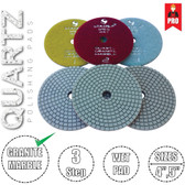 Stadea 3-Step Diamond Polishing Pads for Quartz Engineered Stone Wet Polishing, Series Super Q