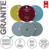 Stadea 3-Step 5" Diamond Polishing Pads for Granite Marble Glass Counter top Floor Wet Dry Polishing, Series Super G