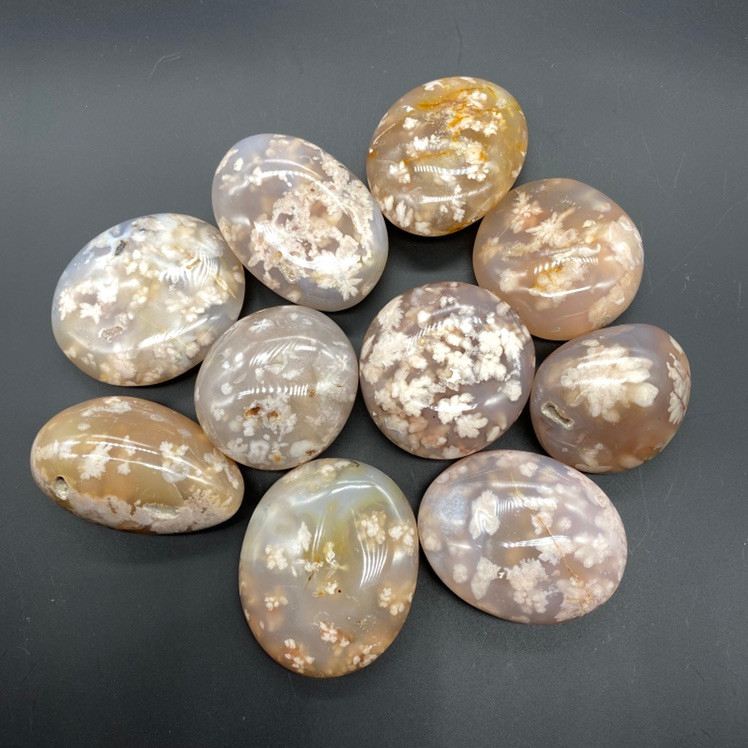 Flower Agate Pebble Palmstone at Enter the Earth