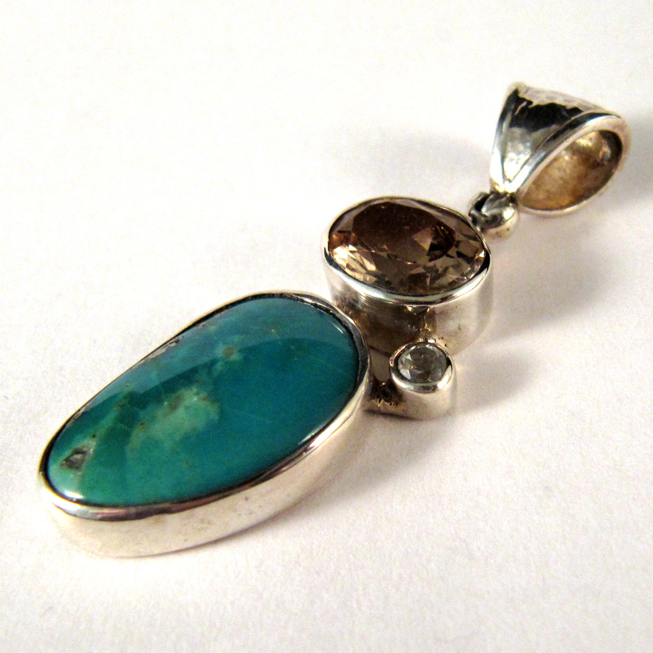 Turquoise and Topaz Pendant - JNEC130 - Enter the Earth, Inc