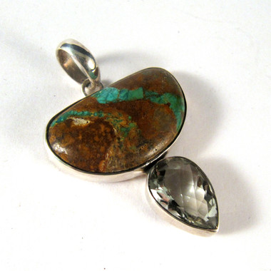 Turquoise and Green Amethyst Pendant - Enter the Earth, Inc