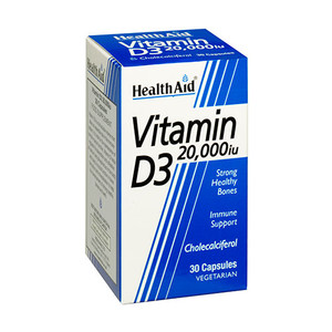 HEALTHAID VITAMIN D3 20000IU CAPSULES 30 HEALTHAID VITAMIN D3 20000IU CAPSULES 30