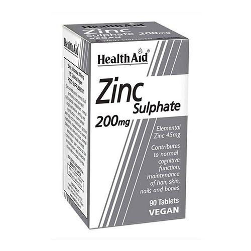 HEALTHAID ZINC SULPHATE 200MG TABLETS 90