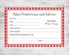 Baby-Q BBQ Baby Predictions and Advice Baby Shower Activity Cards with Background